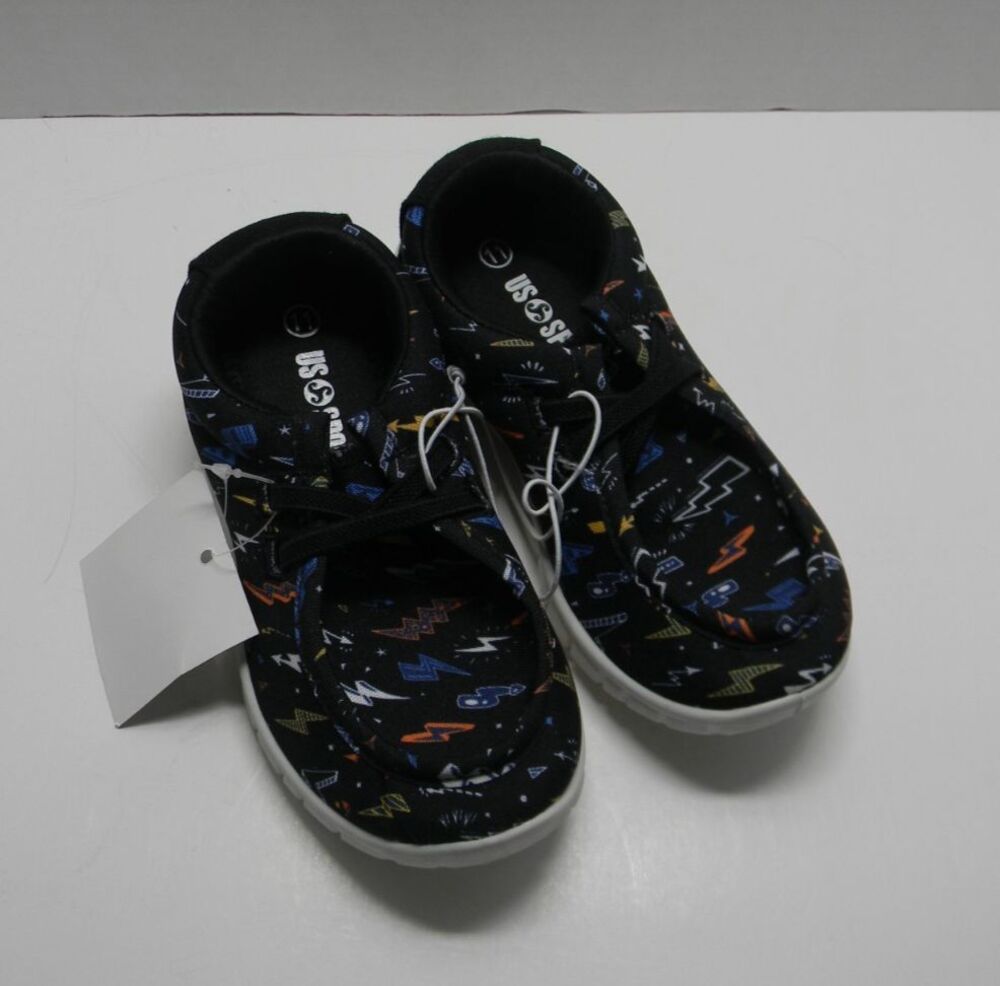 US Sports Slip-ons Toddler sz 11 Thunderbolt Pattern Superhero? Loafers NWT